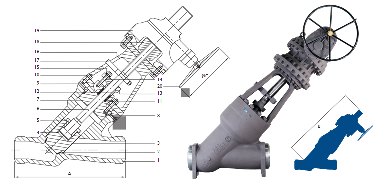 Globe Valves - Y Pattern- Dimensions & Weights