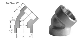 Socket Weld 45 Degree Elbow Dimensions