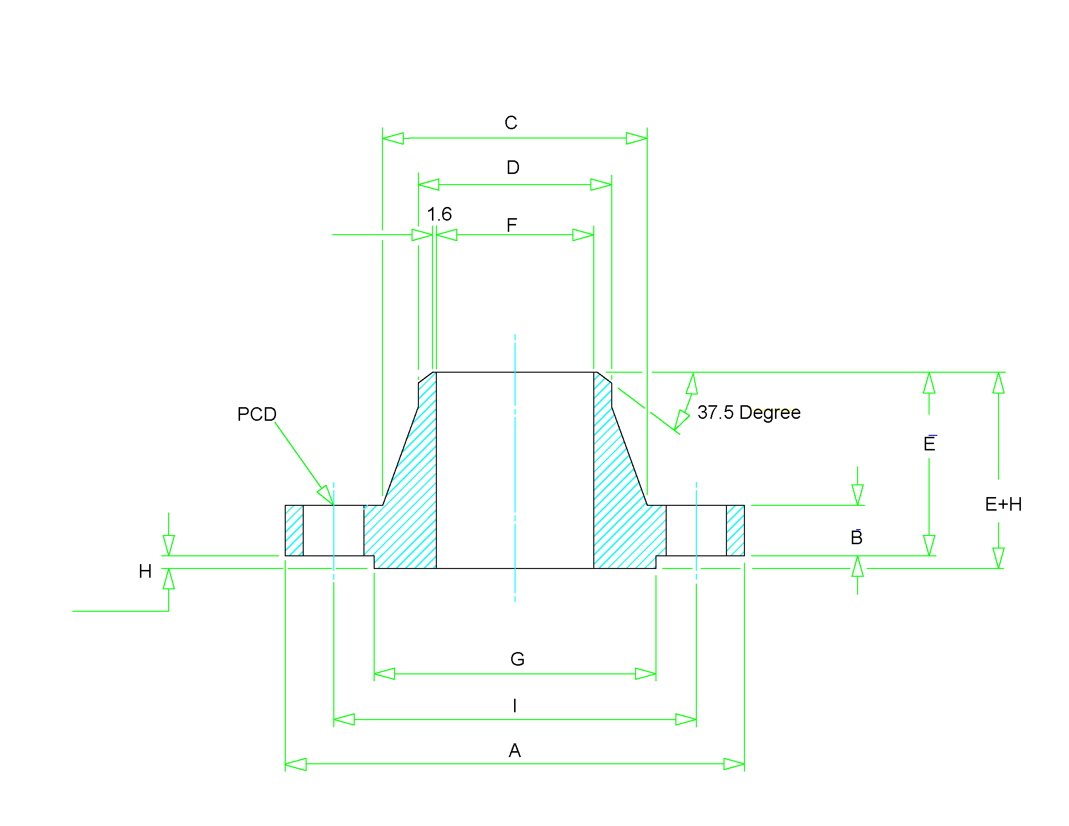 Weld Neck Flange Dimension